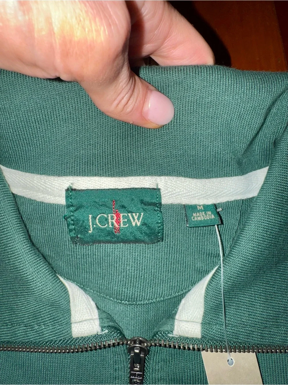 NWT J. Crew Men’s Forest Green Half-Zip Pullover with Elbow Patches